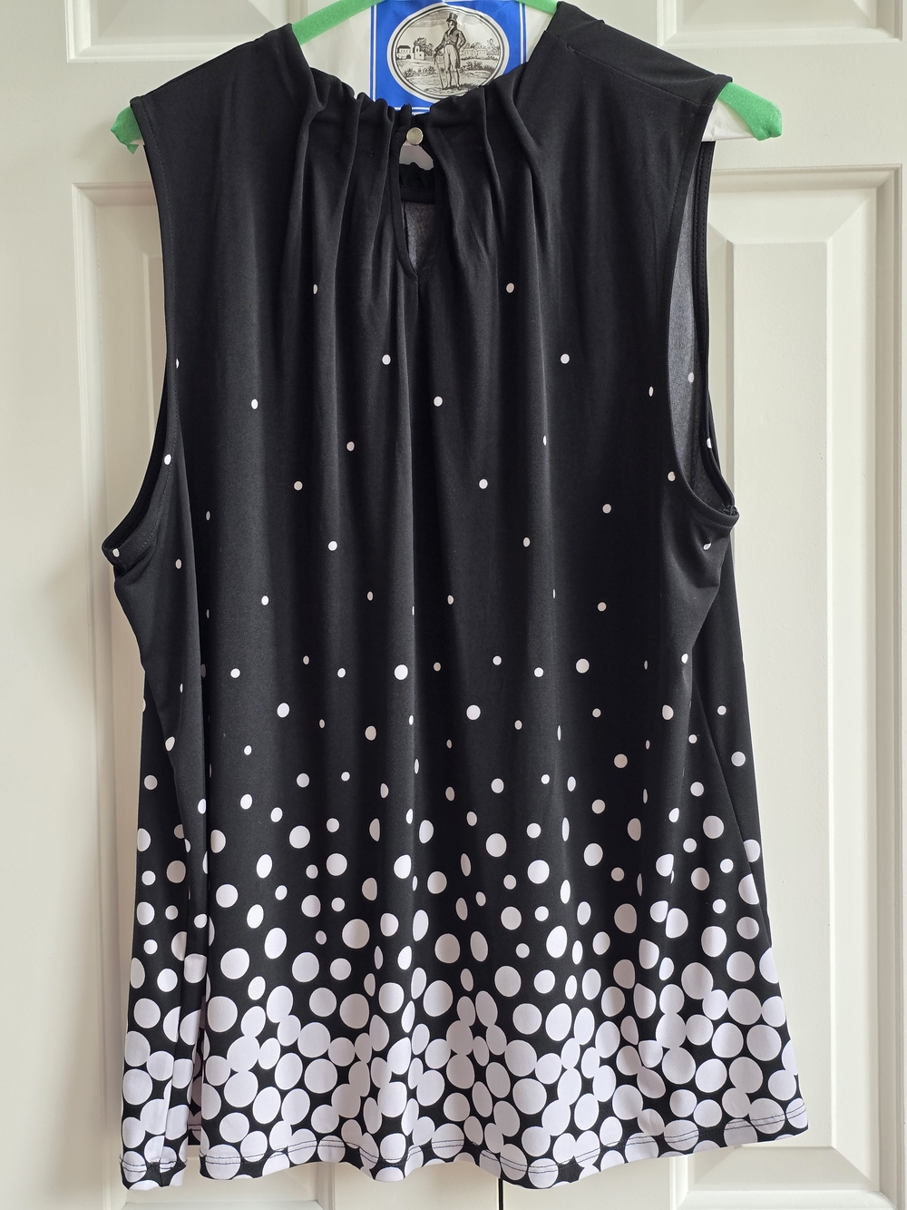 croft & barrow Black and White Polka Dot Sleeveless Tank - Picture 2 of 3